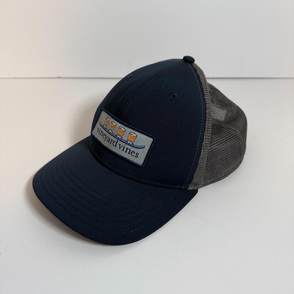 Vineyard Vines Hat Mens Blue Navy Baseball Cap Mesh Beer Flight Adjustable‎